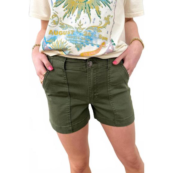 NEW KUT FROM THE KLOTH jane high rise shorts in olive - Picture 1 of 3